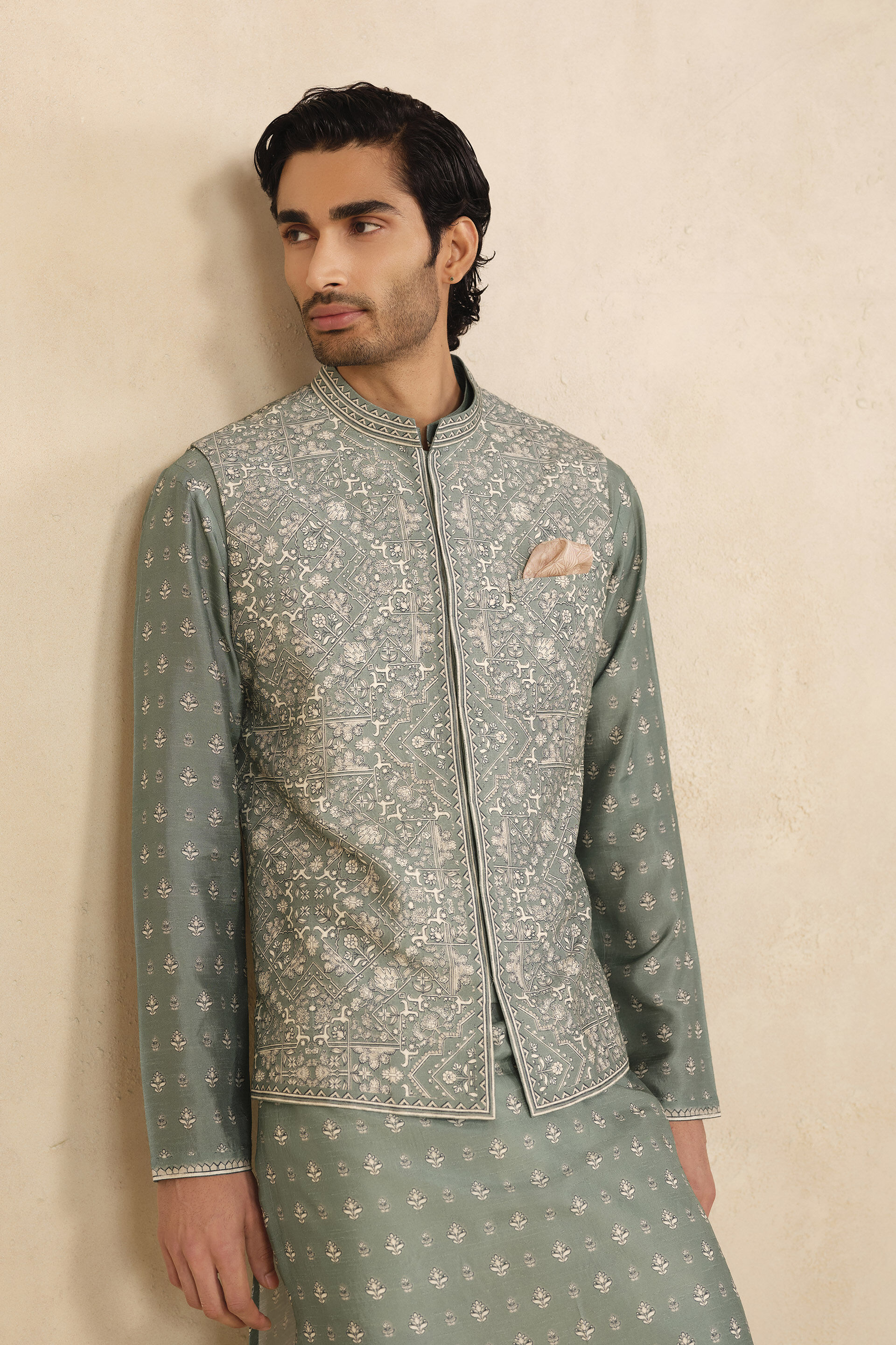 Taran Nehru Jacket - Mist Blue, Mist Blue, image 4